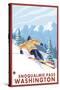 Downhhill Snow Skier, Snoqualmie Pass, Washington-Lantern Press-Stretched Canvas