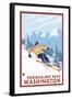 Downhhill Snow Skier, Snoqualmie Pass, Washington-Lantern Press-Framed Art Print