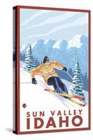 Downhhill Snow Skier, Sun Valley, Idaho-Lantern Press-Stretched Canvas