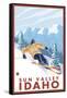 Downhhill Snow Skier, Sun Valley, Idaho-Lantern Press-Framed Stretched Canvas