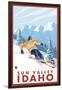 Downhhill Snow Skier, Sun Valley, Idaho-Lantern Press-Framed Art Print