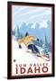 Downhhill Snow Skier, Sun Valley, Idaho-Lantern Press-Framed Art Print