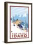 Downhhill Snow Skier, Sun Valley, Idaho-Lantern Press-Framed Art Print