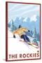 Downhhill Snow Skier, The Rockies-Lantern Press-Stretched Canvas