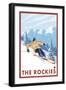Downhhill Snow Skier, The Rockies-Lantern Press-Framed Art Print