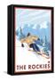 Downhhill Snow Skier, The Rockies-Lantern Press-Framed Stretched Canvas