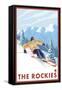 Downhhill Snow Skier, The Rockies-Lantern Press-Framed Stretched Canvas