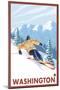 Downhhill Snow Skier, Washington-Lantern Press-Mounted Art Print