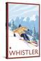 Downhhill Snow Skier, Whistler, BC Canada-Lantern Press-Stretched Canvas