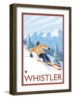 Downhhill Snow Skier, Whistler, BC Canada-Lantern Press-Framed Art Print