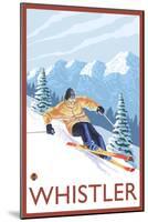 Downhhill Snow Skier, Whistler, BC Canada-Lantern Press-Mounted Art Print