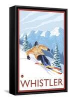 Downhhill Snow Skier, Whistler, BC Canada-Lantern Press-Framed Stretched Canvas