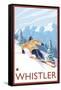 Downhhill Snow Skier, Whistler, BC Canada-Lantern Press-Framed Stretched Canvas