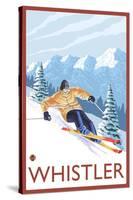 Downhhill Snow Skier, Whistler, BC Canada-Lantern Press-Stretched Canvas