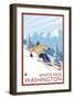 Downhhill Snow Skier, White Pass, Washington-Lantern Press-Framed Art Print