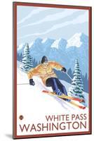 Downhhill Snow Skier, White Pass, Washington-Lantern Press-Mounted Art Print