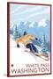 Downhhill Snow Skier, White Pass, Washington-Lantern Press-Stretched Canvas