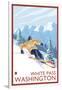 Downhhill Snow Skier, White Pass, Washington-Lantern Press-Framed Art Print