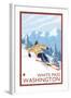 Downhhill Snow Skier, White Pass, Washington-Lantern Press-Framed Art Print