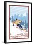 Downhhill Snow Skier, White Pass, Washington-Lantern Press-Framed Art Print