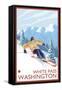 Downhhill Snow Skier, White Pass, Washington-Lantern Press-Framed Stretched Canvas
