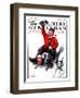 "Downhill on Sled," Country Gentleman Cover, January 13, 1923-J.F. Kernan-Framed Giclee Print