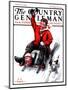 "Downhill on Sled," Country Gentleman Cover, January 13, 1923-J.F. Kernan-Mounted Giclee Print