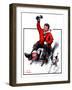 "Downhill on Sled,"January 13, 1923-J.F. Kernan-Framed Giclee Print