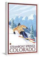 Downhill Skier - Steamboat Springs, Colorado, c.2008-Lantern Press-Framed Art Print