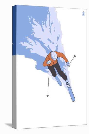 Downhill Skier Stylized - Male-Lantern Press-Stretched Canvas