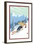 Downhill Skier-Lantern Press-Framed Art Print