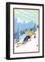 Downhill Skier-Lantern Press-Framed Art Print