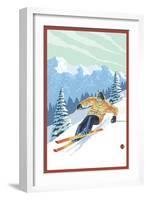 Downhill Skier-Lantern Press-Framed Art Print