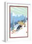 Downhill Skier-Lantern Press-Framed Art Print