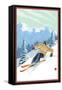 Downhill Skier-Lantern Press-Framed Stretched Canvas