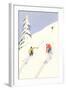 Downhill Skiers in Powder-null-Framed Art Print