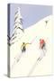 Downhill Skiers in Powder-null-Stretched Canvas