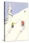 Downhill Skiers in Powder-null-Stretched Canvas