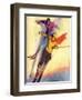 "Downhill Skiing,"January 1, 1927-McClelland Barclay-Framed Giclee Print