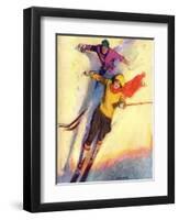 "Downhill Skiing,"January 1, 1927-McClelland Barclay-Framed Giclee Print