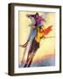 "Downhill Skiing,"January 1, 1927-McClelland Barclay-Framed Giclee Print