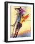 "Downhill Skiing,"January 1, 1927-McClelland Barclay-Framed Giclee Print