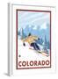 Downhill Snow Skier - Colorado-Lantern Press-Framed Art Print