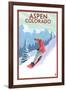 Downhill Snowboarder - Aspen, Colorado-Lantern Press-Framed Art Print