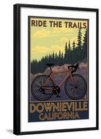 Downieville, California - Bicycle on Trails-Lantern Press-Framed Art Print