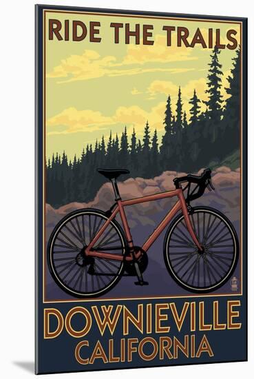 Downieville, California - Bicycle on Trails-Lantern Press-Mounted Art Print