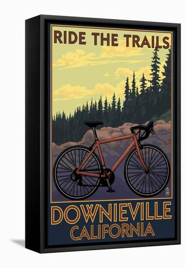 Downieville, California - Bicycle on Trails-Lantern Press-Framed Stretched Canvas