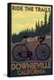 Downieville, California - Bicycle on Trails-Lantern Press-Framed Stretched Canvas