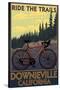 Downieville, California - Bicycle on Trails-Lantern Press-Stretched Canvas