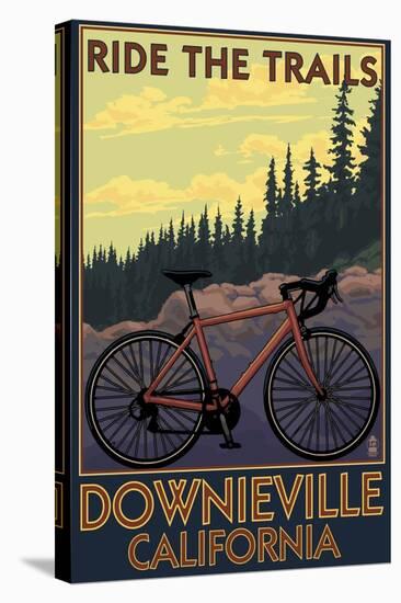 Downieville, California - Bicycle on Trails-Lantern Press-Stretched Canvas